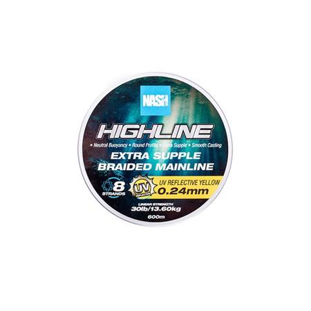 Geflochtene Angelschnur Nash Highline Floating Braid Uv Yellow