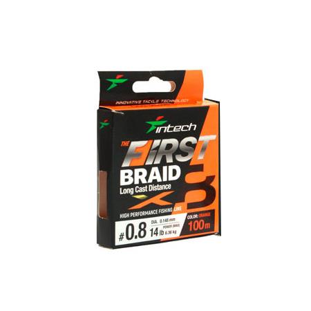 GEFLOCHTENE SCHNUR INTECH FIRST BRAID X8 - ORANGE - 100M