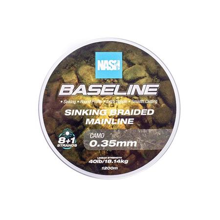 GEFLOCHTENE SCHNUR NASH BASELINE SINKING BRAID UV YELLOW - 1200M