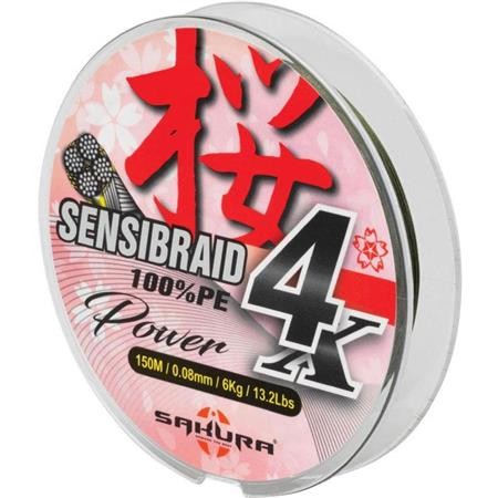 Geflochtene Schnur Sakura Sensibraid 4 Gelbgrün - 150M