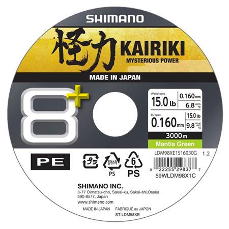 Geflochtene Schnur Shimano Kairiki 8+ Steel Mantis Green - 3000M