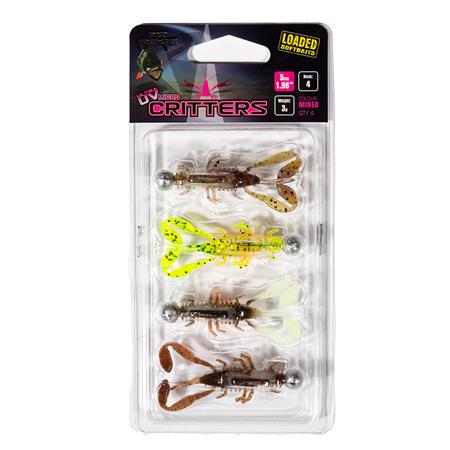 GEMONTEERD SOFTBAIT SET FOX RAGE ULTRA UV MICRO CRITTER MIXED COLOUR LOADED LURE PACK