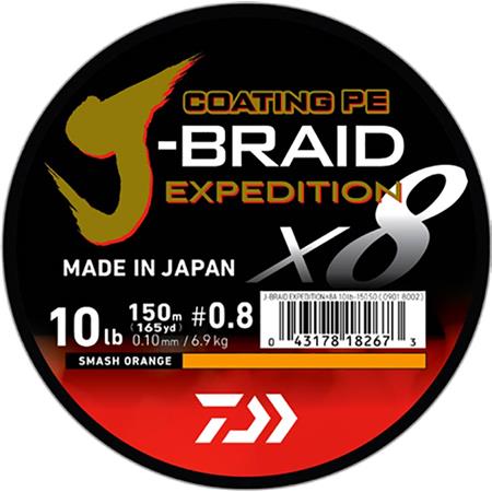 Gevlochten Lijn Daiwa J-Braid Expedition X8 Smash Oranje - 300M