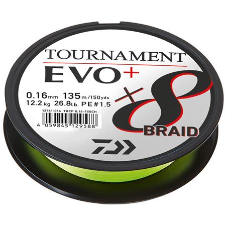 Gevlochten Lijn Daiwa Tournament 8 Braid Evo+ - Chartreuse - 135M