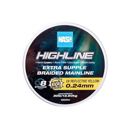 GEVLOCHTEN LIJN NASH HIGHLINE FLOATING BRAID UV YELLOW - 1200M