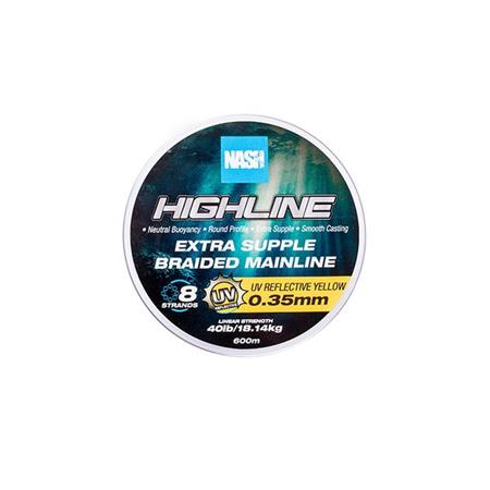 GEVLOCHTEN LIJN NASH HIGHLINE FLOATING BRAID UV YELLOW - 600M