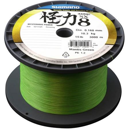 GEVLOCHTEN LIJN SHIMANO KAIRIKI 8 MANTIS GREEN