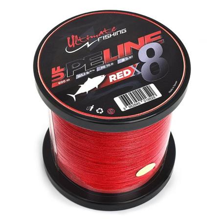 GEVLOCHTEN LIJN ULTIMATE FISHING UF PE LINE X8 FIGHTING 600 RED 600M