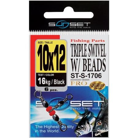 Girador Rotativo Mar Sunset Triple Swivel W / Beads St-S-1706 - Pack