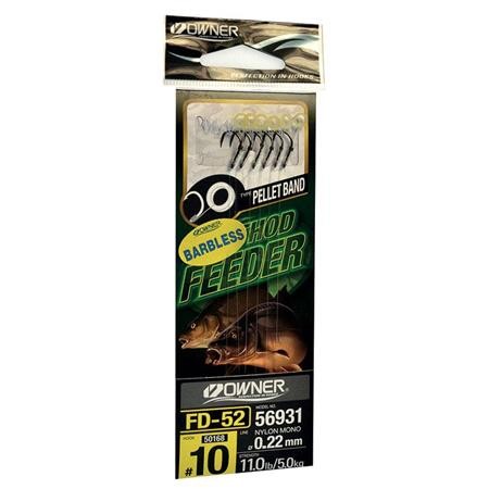 Haczyk Z Przyponem Do Łowienia Spławikowego Owner Barbless Method Feeder Pellet - Pack De 6