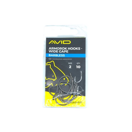 Hamecon Carpe Avid Carp Armorok Wide Gape Barbless - N°2 - Par 10