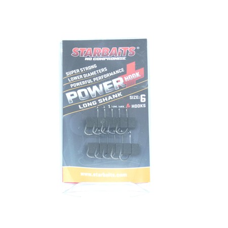 Hamecon Carpe Starbaits Power Hook Long Shank - N°6 - Par 10