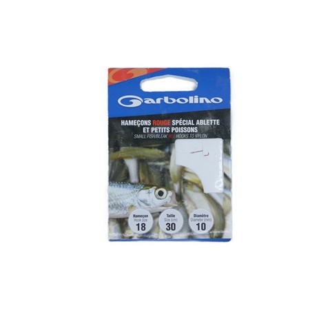 Hamecon Monte Garbolino Rouge Special Ablette Et Petits Poissons - N°18 - Par 10