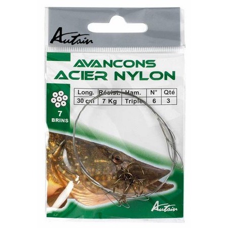 Hamecon Monte Triple Autain Acier Nylon 30Cm - Par 3