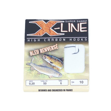 Hameçon Monté X-Line Bleu Renversé - N°6 - Par 10