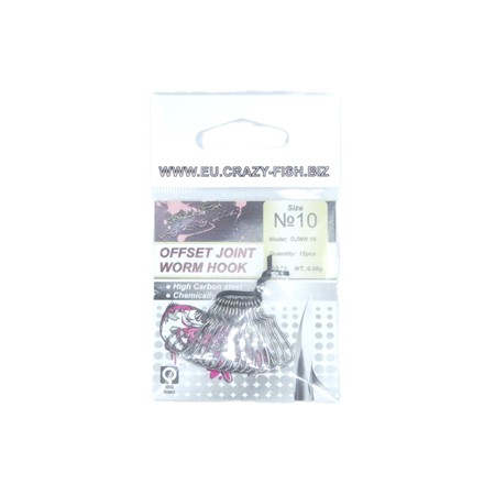 Hameçon Texan Crazy Fish Offset Hook Offset Joint Worm Hook - N°10