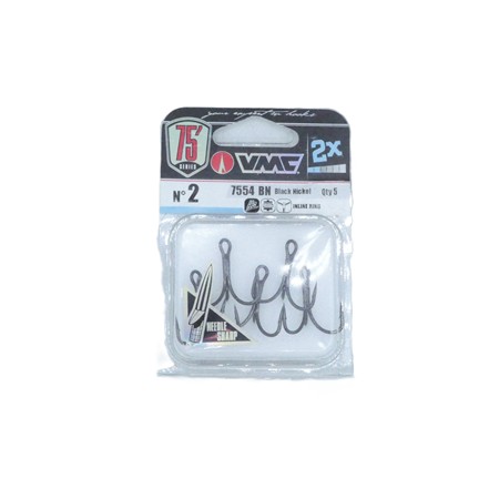 Hamecon Triple Carnassier Vmc Inline 2X Renforce 7554 - Black Nickel - N° 2 - Par 5