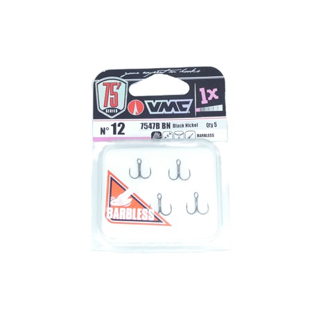 Hamecon Triple Vmc Needle Point 7547B Bn Barbless - Black Nickel - N°12 X 5