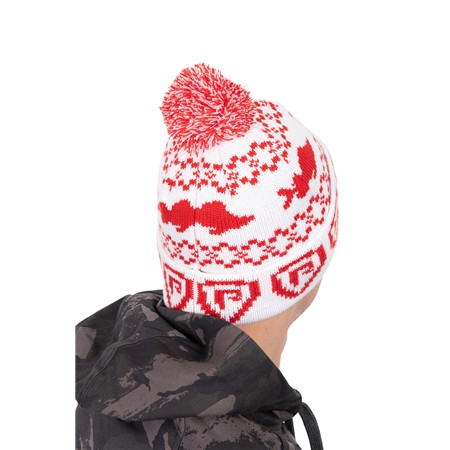 HAT FOX RAGE CHRISTMAS BOBBLE HAT - WHITE/RED