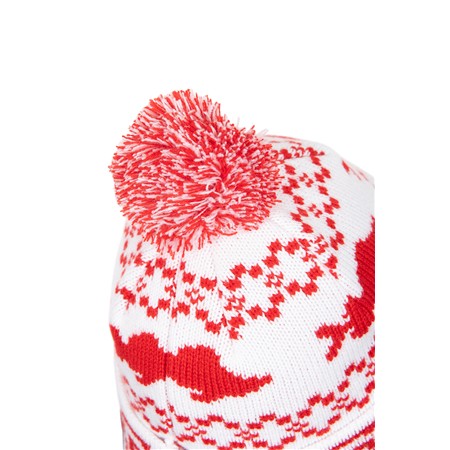 HAT FOX RAGE CHRISTMAS BOBBLE HAT - WHITE/RED