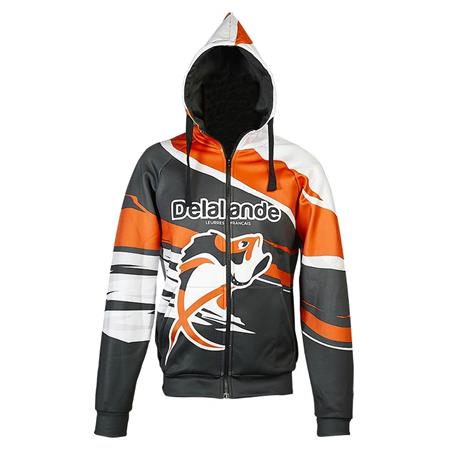 Heren Sweat Met Ritssluiting Delalande Soft - Zwart/Oranje