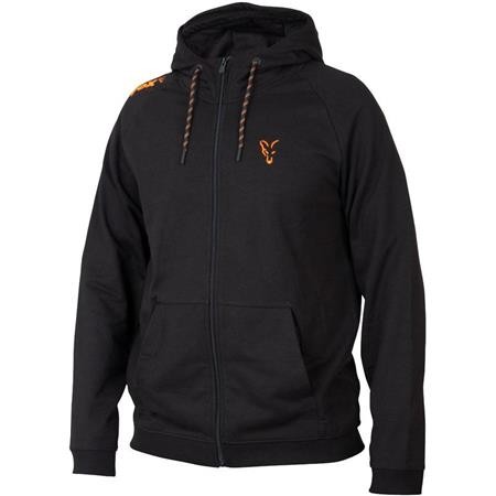 Heren Sweater Met Capuchon Fox Collection Lw Rits - Black/Oranje