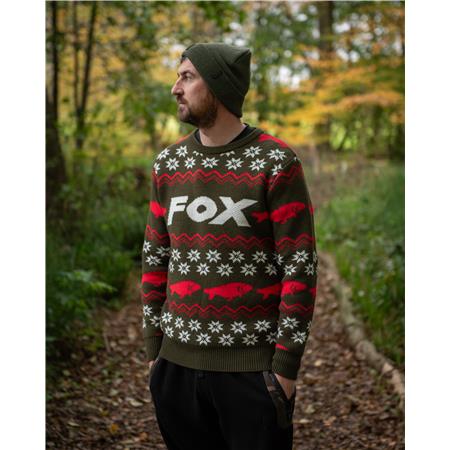 HEREN TRUI FOX XMAS JUMPER - KAKI