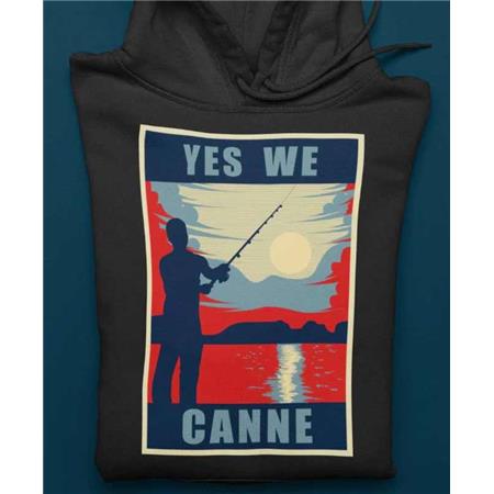 Herre-Hættetrøje Monsieur Pêcheur Yes We Canne - Jet Sort