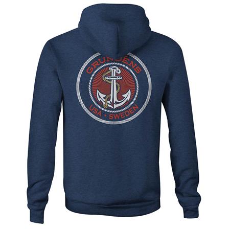 HERRE-SWEATSHIRT GRUNDÉNS DISPLACEMENT HOODIE NAVY HEATHER - BLÅ