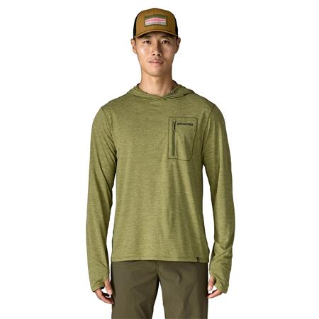 HERRE-SWEATSHIRT PATAGONIA MEN'S CAPILENE COOL SUN HOODY FITZ ROY TROUT - CAPER GRØN/BUCKHORN GRØN X-DYE