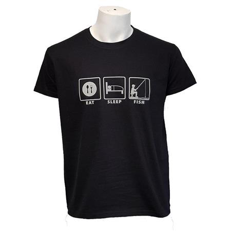 Herre T-Shirt Med Korte Ærmer Bartavel Eat Sleep Fish - Sort