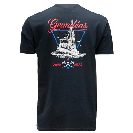 HERRE T-SHIRT MED KORTE ÆRMER GRUNDÉNS LOGO BOAT SS T-SHIRT DARK NAVY - NAVY