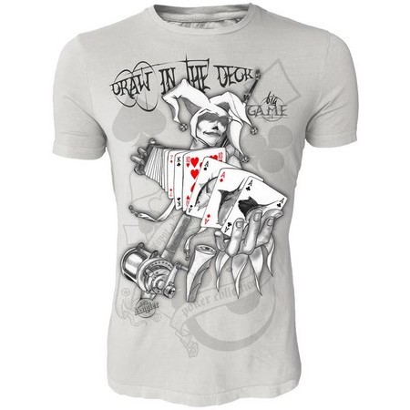 Herre T-Shirt Med Korte Ærmer Hot Spot Design Big Game-Draw In The Deck - Grå