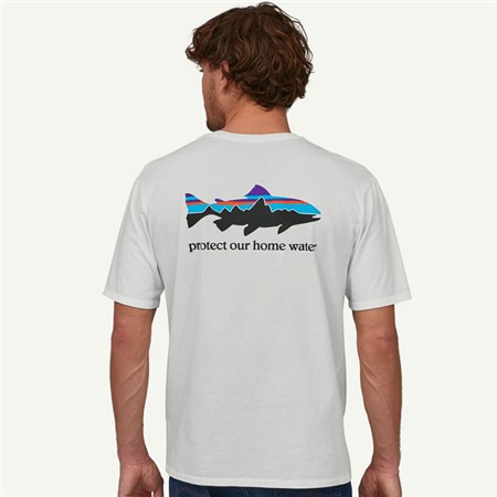 HERRE T-SHIRT MED KORTE ÆRMER PATAGONIA HOME WATER TROUT ORGANIC T-SHIRT - HVID