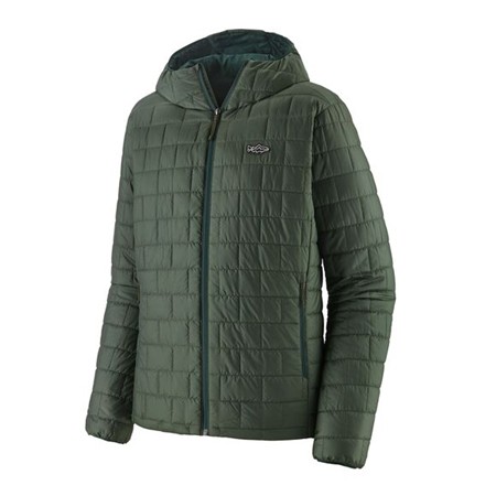 Herredunjakke Patagonia Nano Puff Fitz Roy Trout Hoody - Old Growth Green