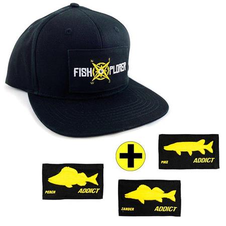 HERREKASKET FISHXPLORER SNAPBACK - PAKKE MED 3 VELCRO-MÆRKER ROVFISK
