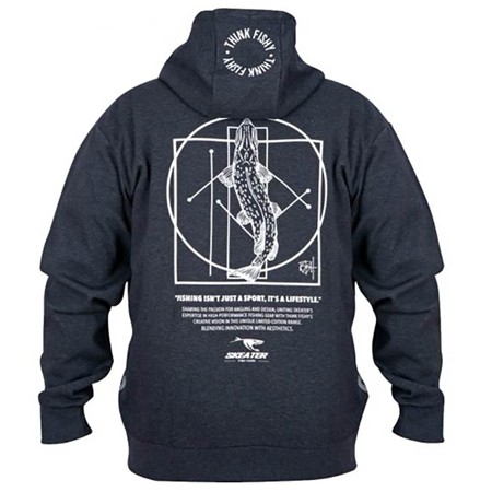 HERREN-SWEATSHIRT SKEATER HOODY BY THINK FISHY ART - GRAU