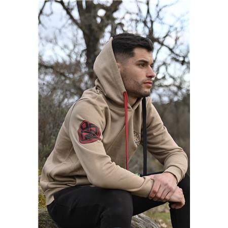 HERRENSWEATSHIRT HOT SPOT DESIGN HOODIE HARDHEADED - BEIGE