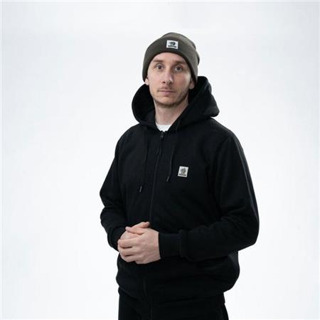 HERRENSWEATSHIRT NASH MAKE IT HAPPEN BADGE ZIPPED - NOIR