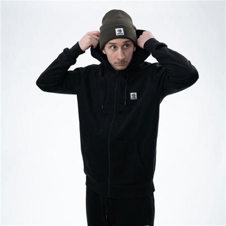 HERRENSWEATSHIRT NASH MAKE IT HAPPEN BADGE ZIPPED - NOIR