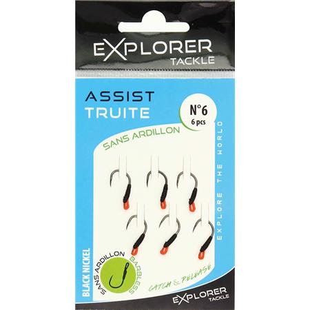 Hook Explorer Tackle Assist Truite Sans Ardillon - Pack Of 6