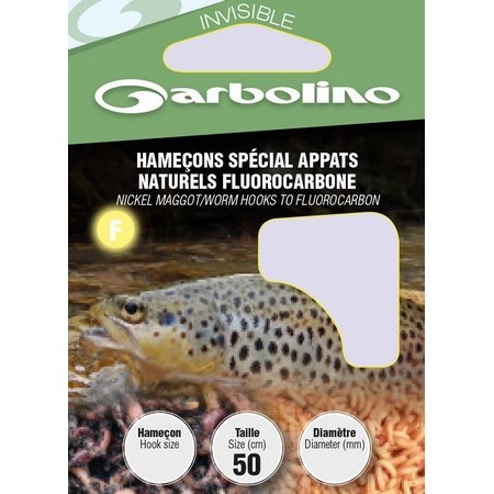 HOOK TO NYLON GARBOLINO SPECIAL APPATS NATURELS FLUOROCARBONE - PACK OF 10