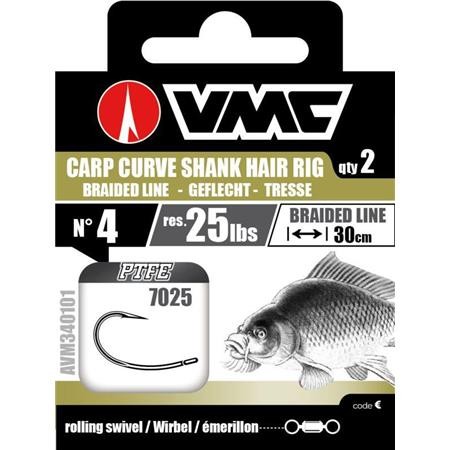 Hook To Nylon Vmc 7025 Carp Curve Shank Hair Rig