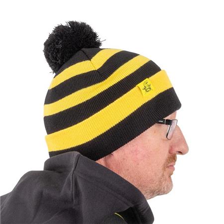 Hue Black Cat Bobble Hat - Sort/Gul