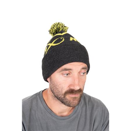 HUE FOX MATRIX LIME & GREY BOBBLE HAT - GRÅ