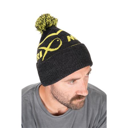 HUE FOX MATRIX LIME & GREY BOBBLE HAT - GRÅ