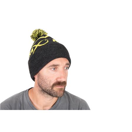 HUE FOX MATRIX LIME & GREY BOBBLE HAT - GRÅ