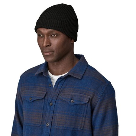 HUE PATAGONIA FISHERMANS ROLLED BEANIE - SORT