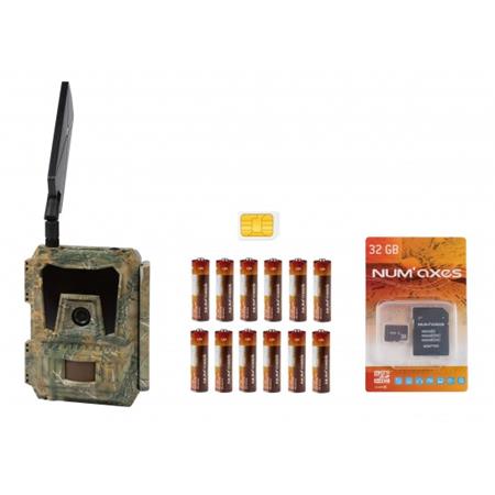 Hunting Camera Pack Numaxes Pie1052 + 12 Piles Aa + Carte Mémoire 32Gb + Carte Sim