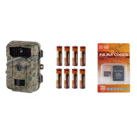 HUNTING CAMERA PACK NUMAXES PIE1059 + 8 PILES AA + CARTE MÉMOIRE 32GB